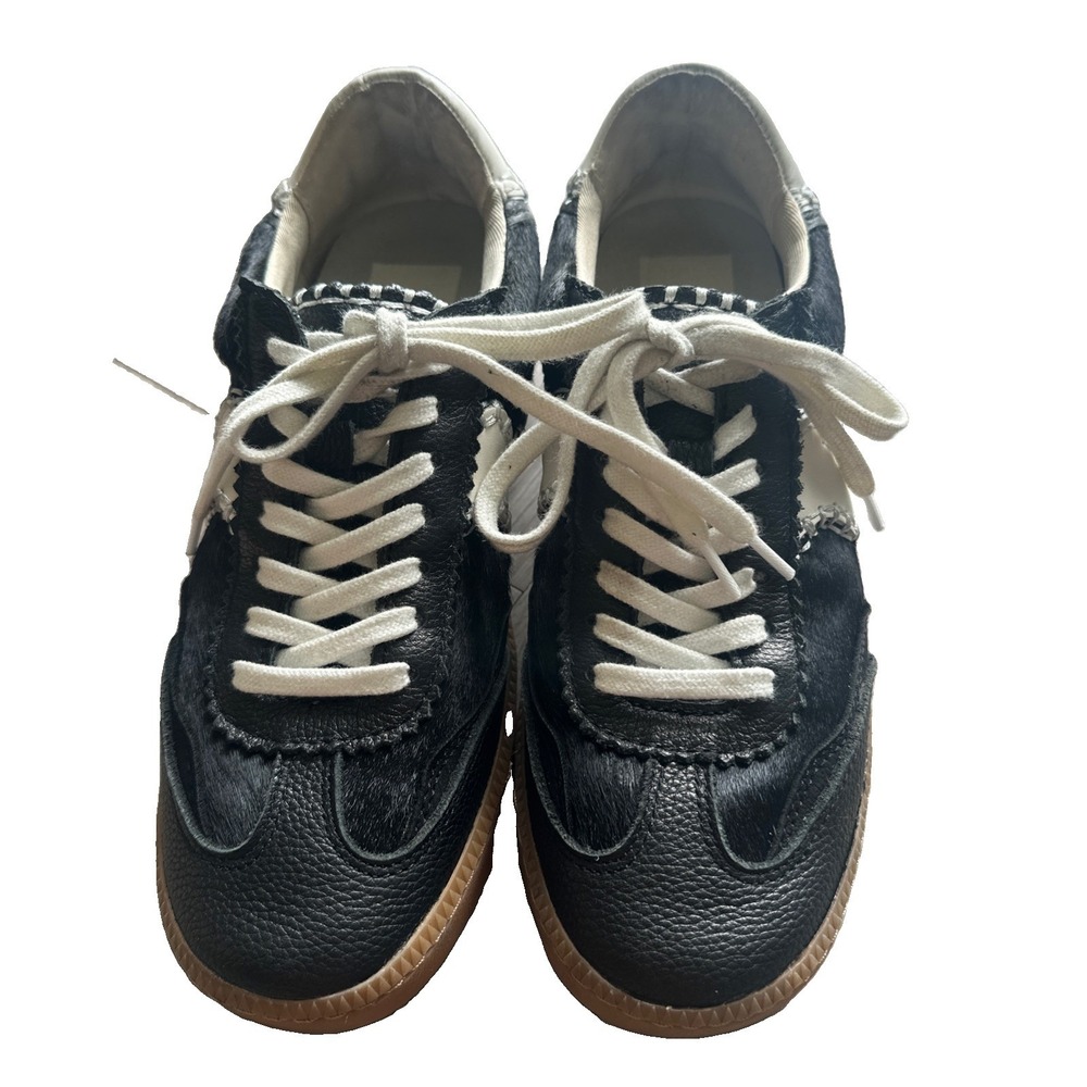 Dolce Vita Women's Notice Stitch Sneaker, Onyx Calf Hair, S-7